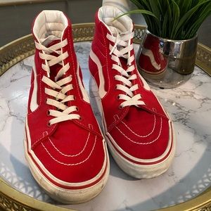 Men’s High Top Vans, Red, 8.5